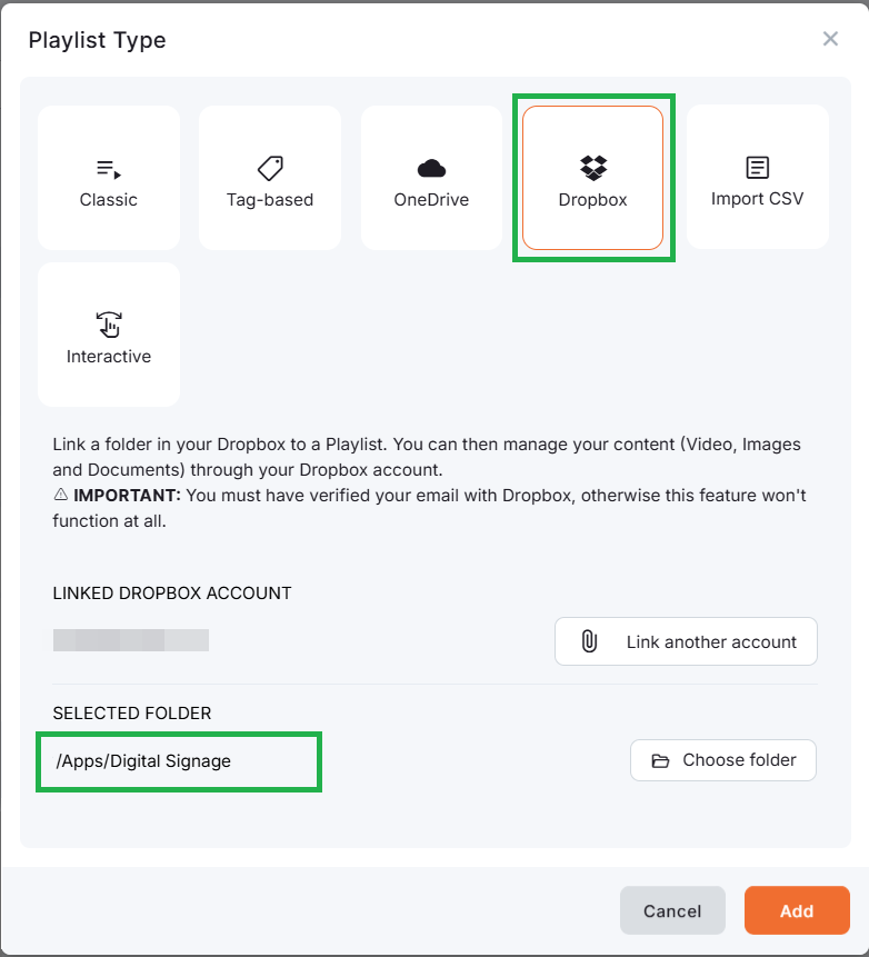 Linked Dropbox Playlist