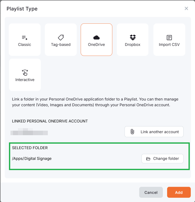 OneDrive Playlist folder picking